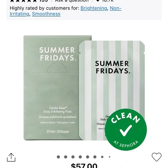 Summer Fridays Gentle Reset Exfoliating Pads - Picture 2 of 2